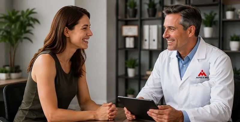 An Apex MD provider reviewing a plan with a patient