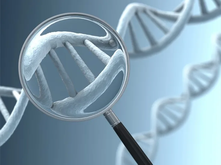 DNA double helix under a magnifying glass