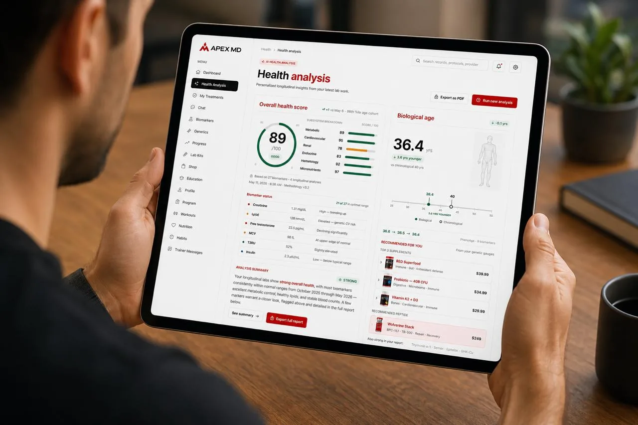 Member reading her results on a tablet