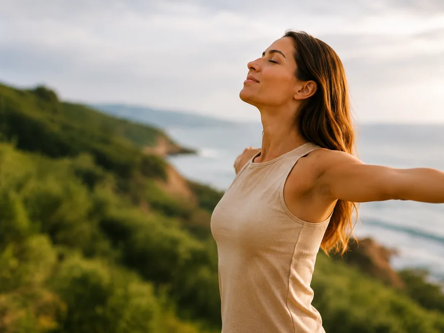 Woman on a coastal overlook