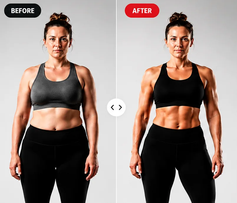 Before and after: preserved lean muscle while losing fat