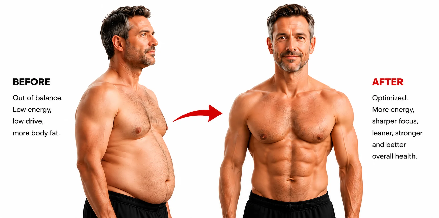 Before and after metabolic and hormone optimization
