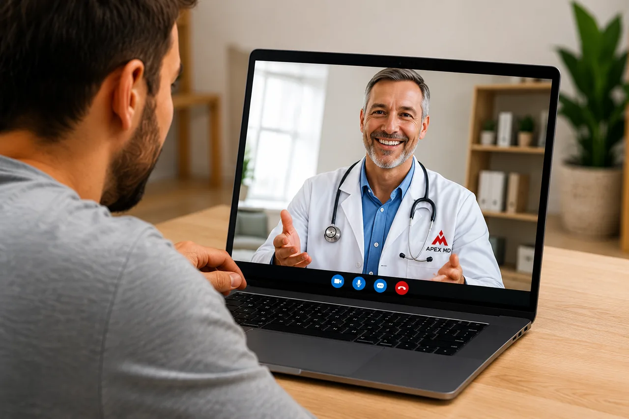Patient meeting an Apex MD provider by video