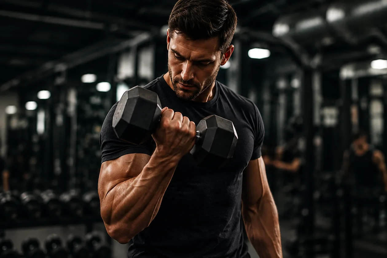 Man performing a dumbbell curl