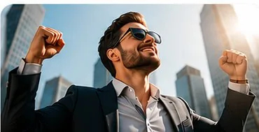 Confident man celebrating