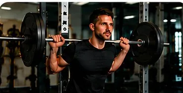 Man squatting a loaded barbell