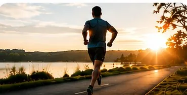 Man running at sunrise