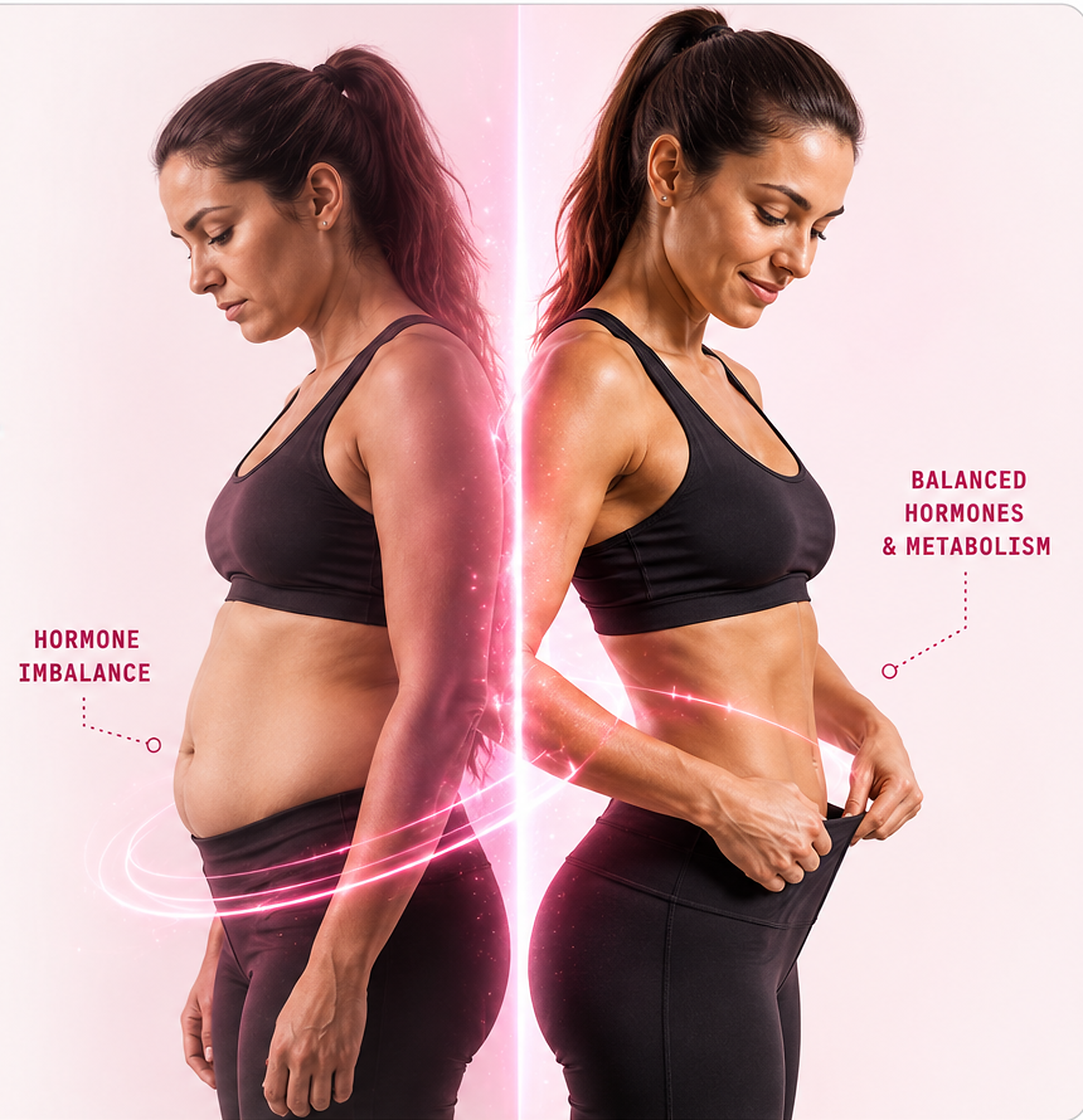 Hormone imbalance compared with balanced hormones and metabolism