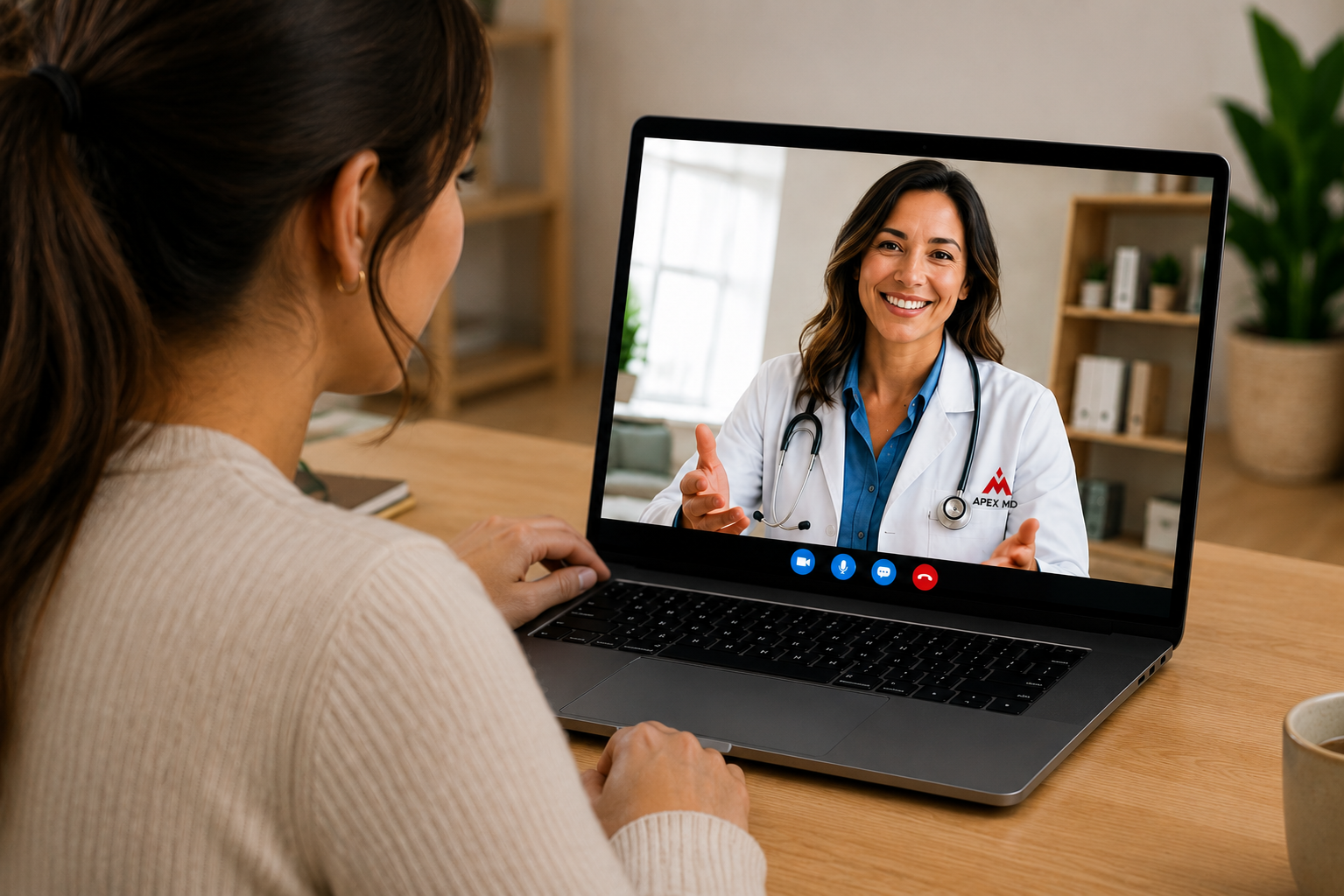 Patient meeting an Apex MD physician by video
